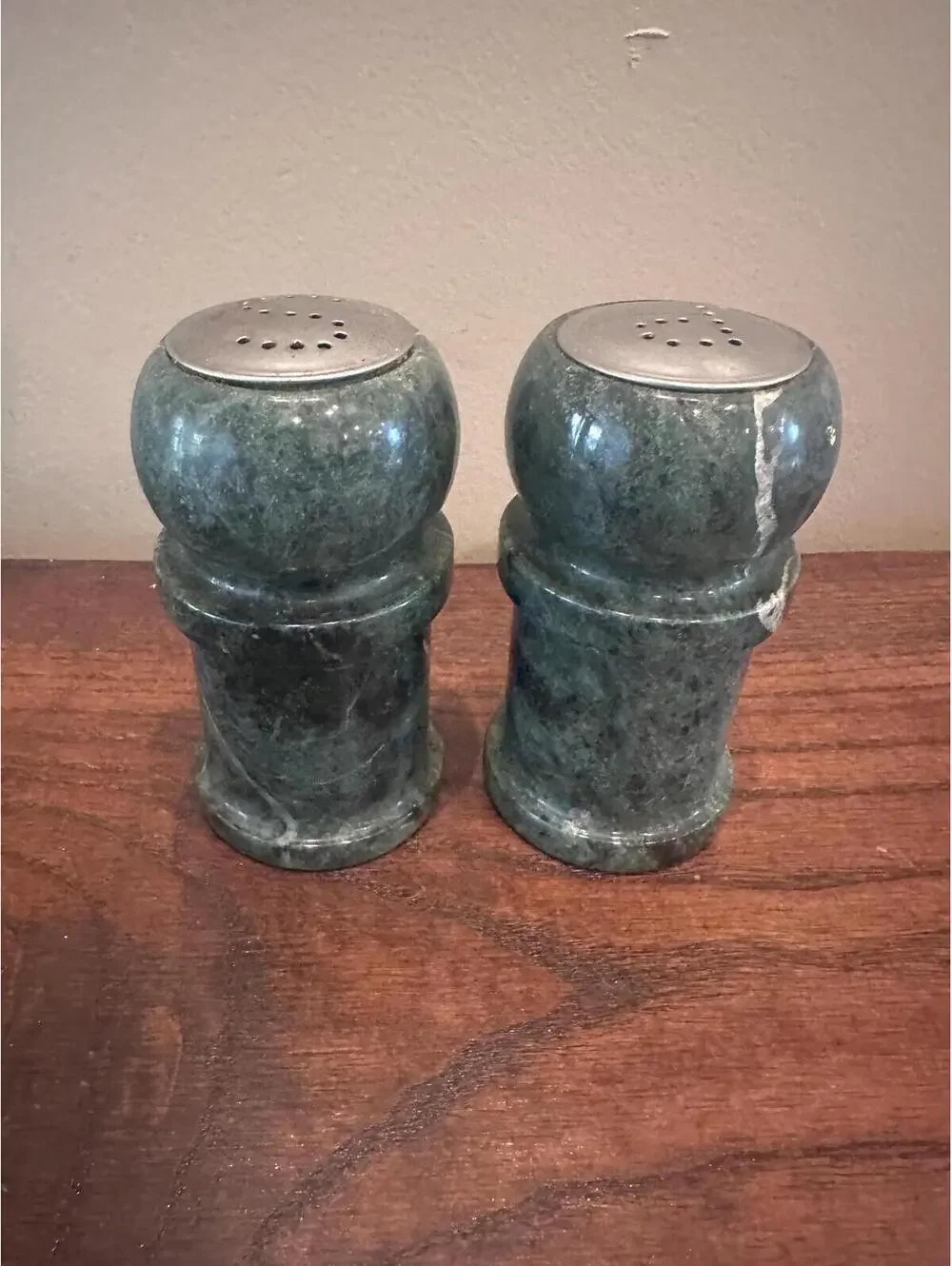 Green Marble Salt and Pepper Shakers